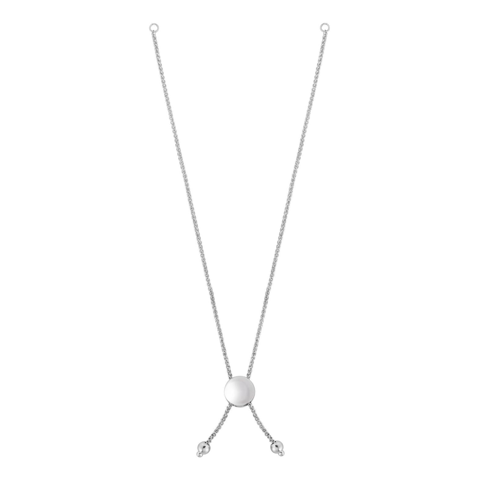 14K Gold Round Wheat Chain with Disc Slide Friendship Bracelet