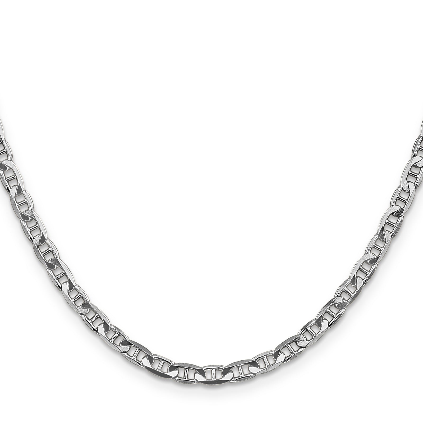 14k White Gold 3.75mm Concave Anchor Chain
