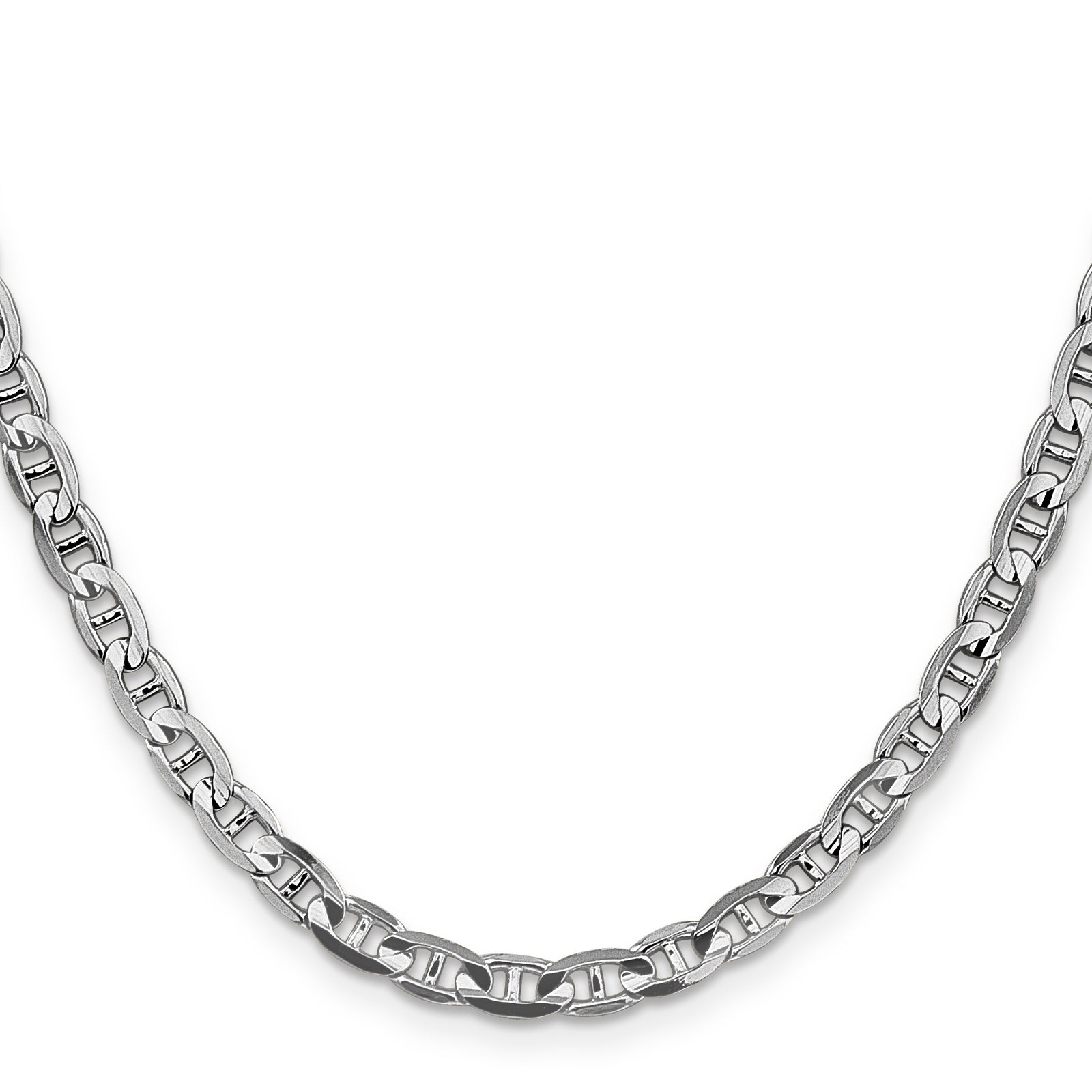 14k White Gold 4.5mm Concave Anchor Chain