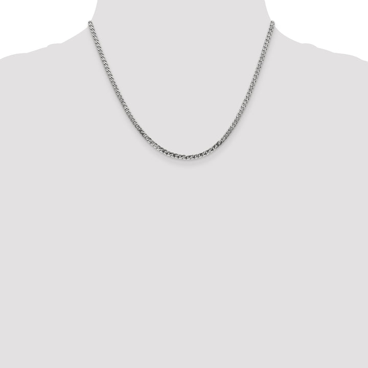 14k White Gold 2.9mm Flat Beveled Curb Chain