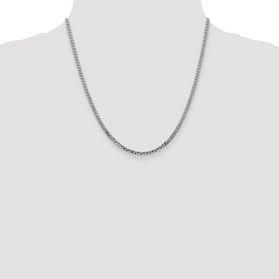 14k White Gold 2.9mm Flat Beveled Curb Chain