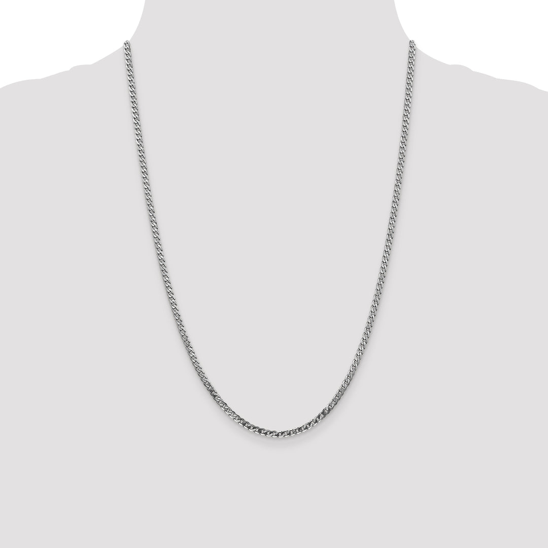 14k White Gold 2.9mm Flat Beveled Curb Chain