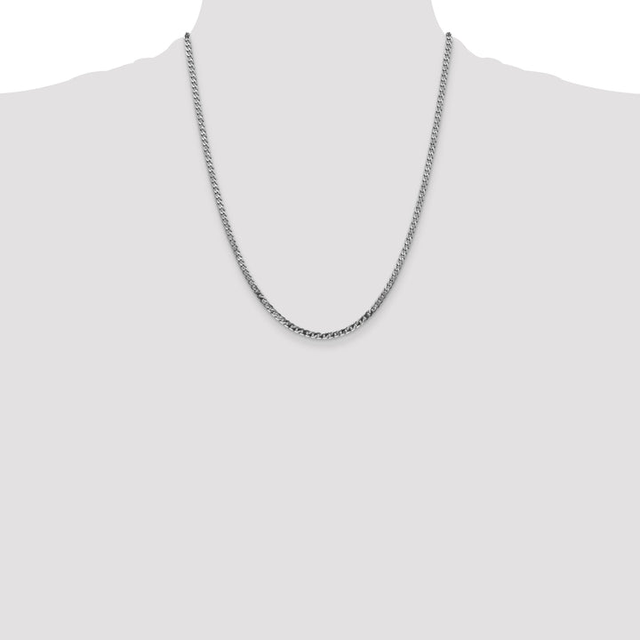 14k White Gold 2.9mm Flat Beveled Curb Chain