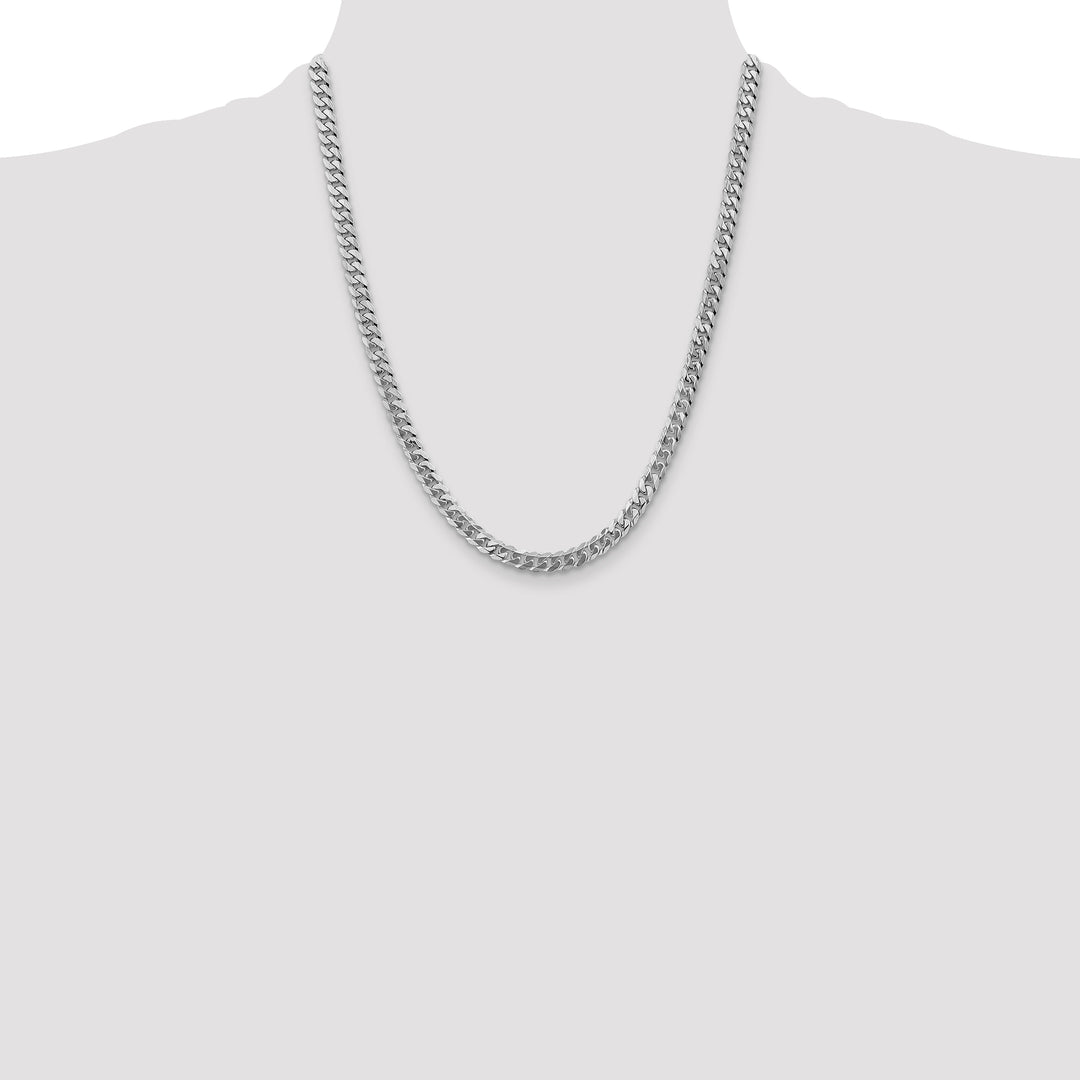 14k White Gold 5.75mm Flat Beveled Curb Chain