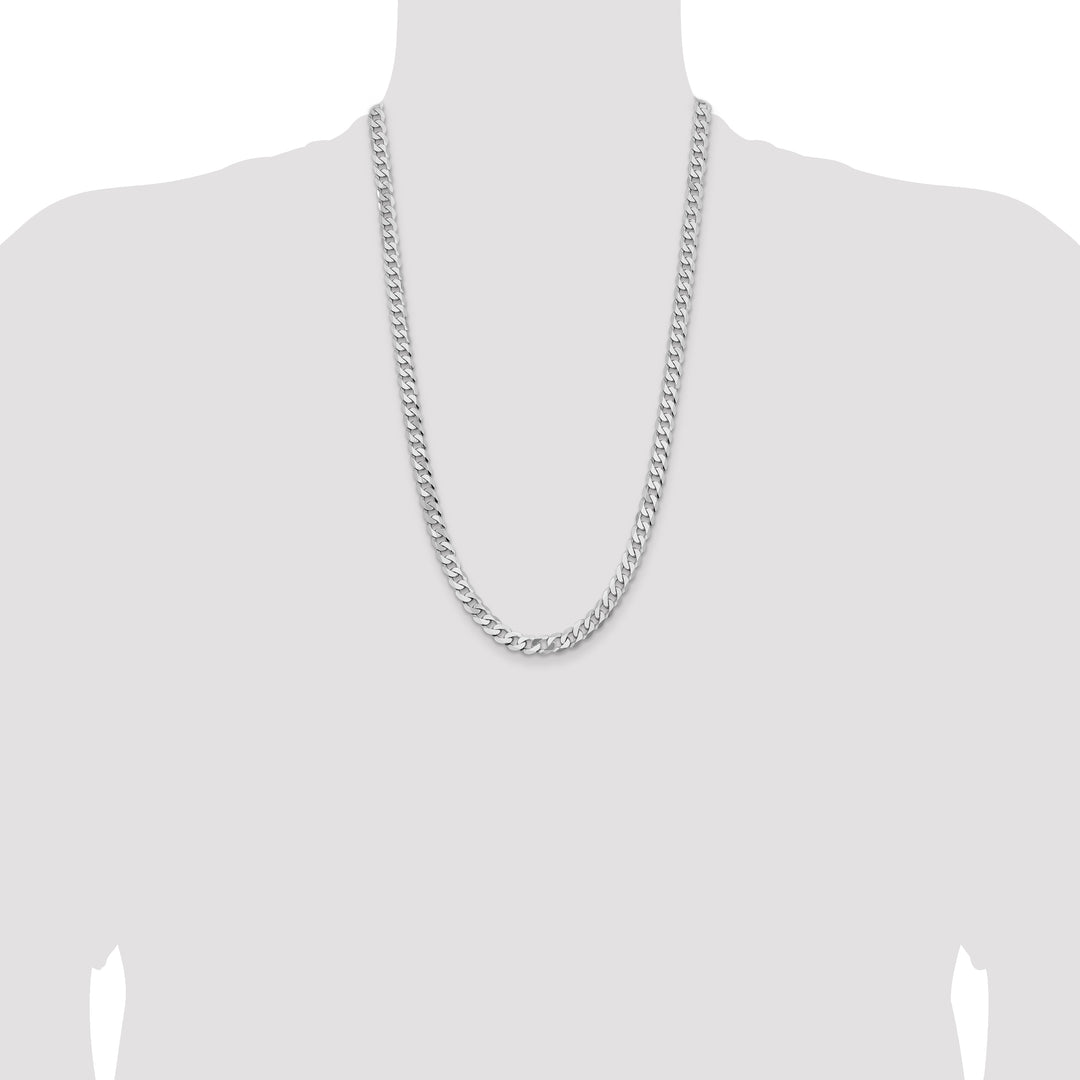 14k White Gold 7.25mm Flat Beveled Curb Chain
