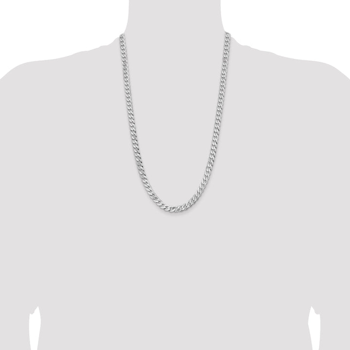 14k White Gold 7.25mm Flat Beveled Curb Chain