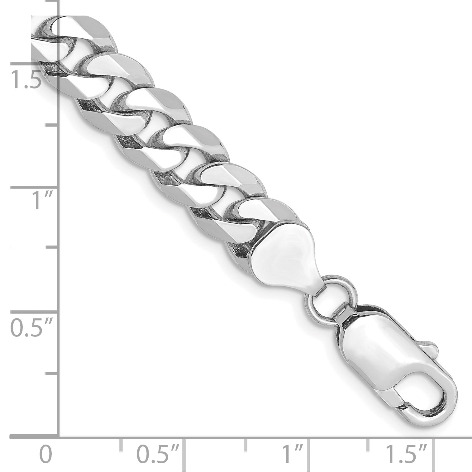 14k White Gold 8mm Flat Beveled Curb Chain