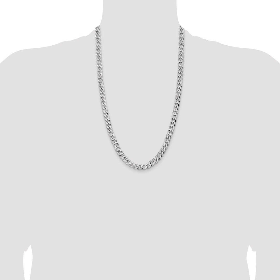 14k White Gold 8mm Flat Beveled Curb Chain