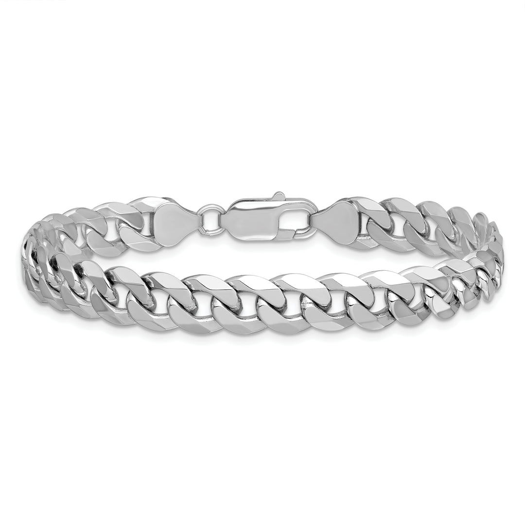 14k White Gold 8.5mm Flat Beveled Curb Chain
