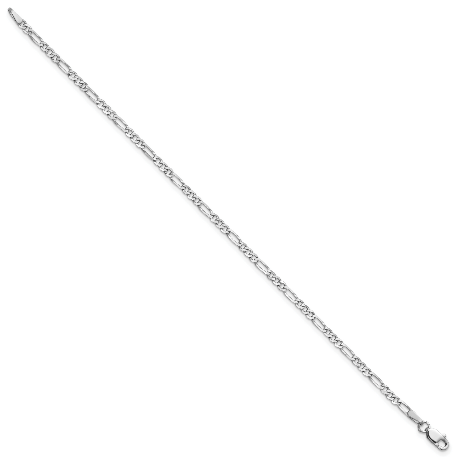 14k White Gold 2.25mm Flat Figaro Chain