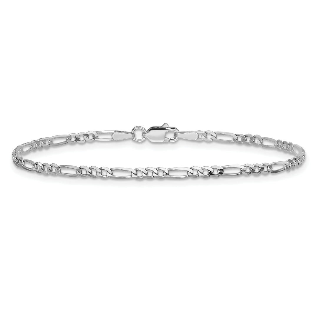 14k White Gold 2.25mm Flat Figaro Chain