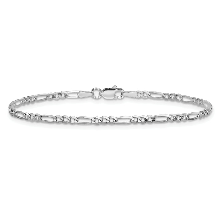 14k White Gold 2.25mm Flat Figaro Chain