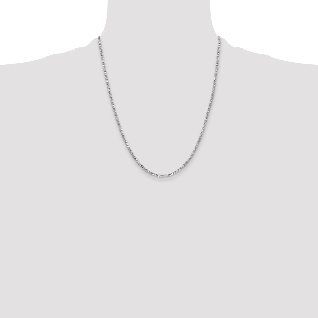 14k White Gold 2.25mm Flat Figaro Chain