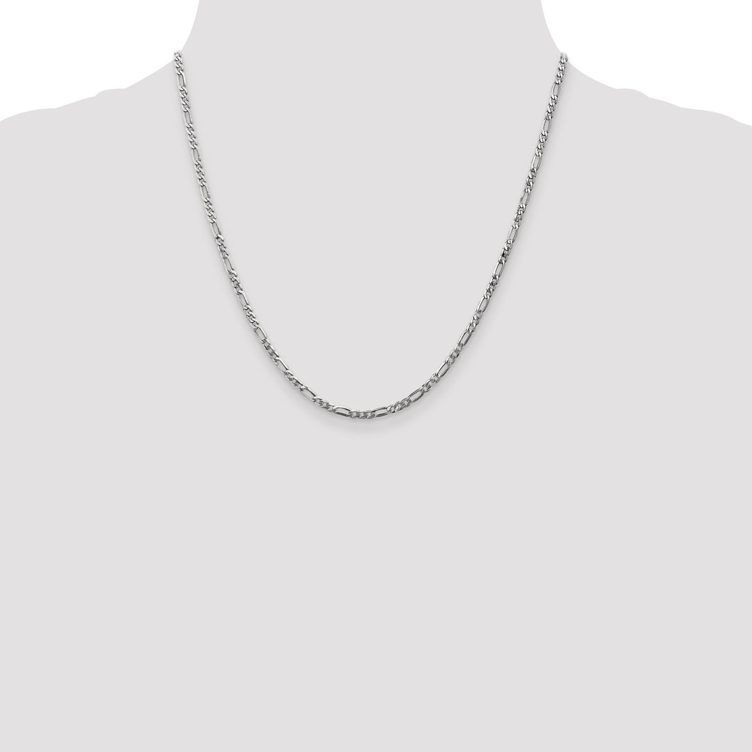 14k White Gold 2.75mm Flat Figaro Chain