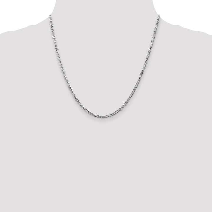 14k White Gold 2.75mm Flat Figaro Chain