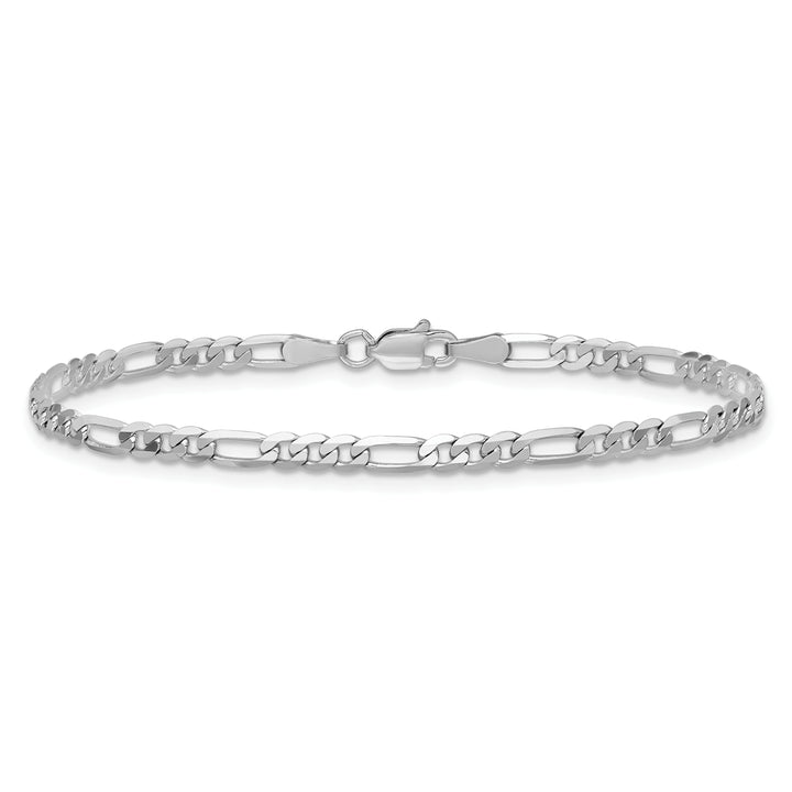14k White Gold 3.0mm Flat Figaro Chain