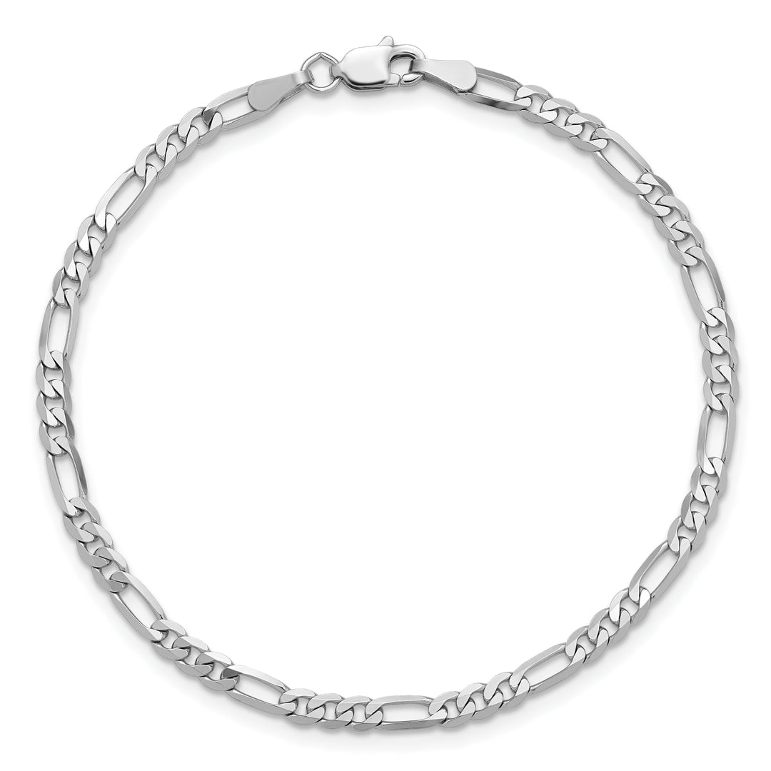 14k White Gold 3mm Flat Figaro Chain