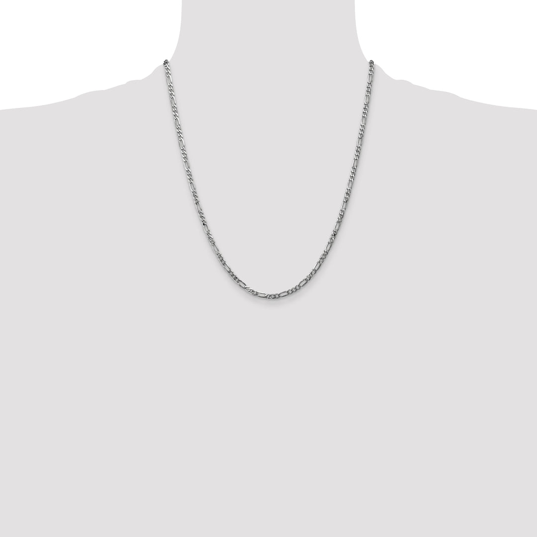 14k White Gold 3mm Flat Figaro Chain