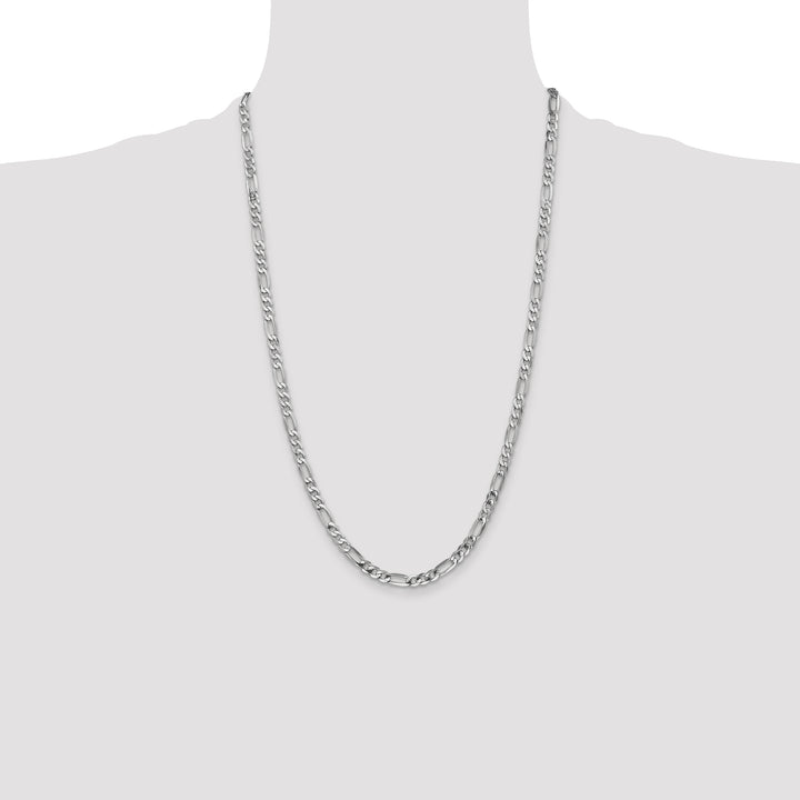 14k White Gold 4.5mm Flat Figaro Chain