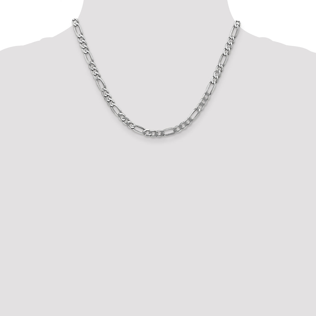 14k White Gold 5.5mm Flat Figaro Chain