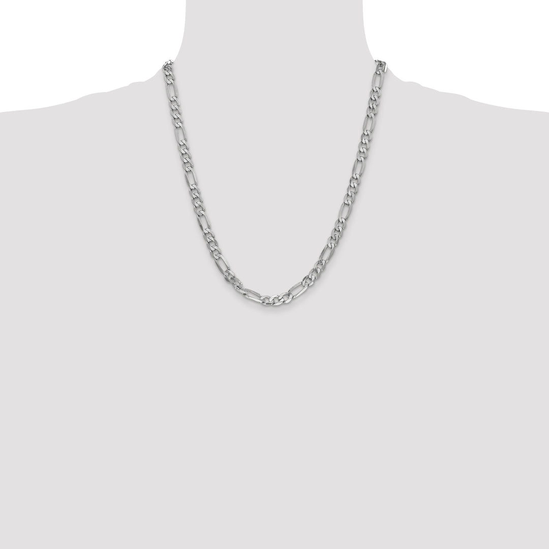 14k White Gold 6mm Flat Figaro Chain