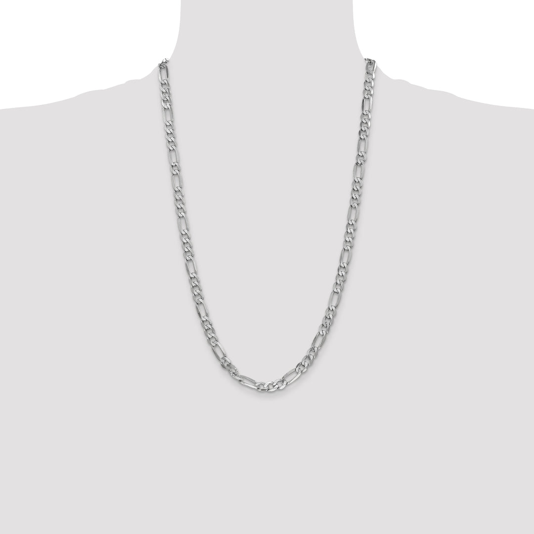 14k White Gold 6mm Flat Figaro Chain