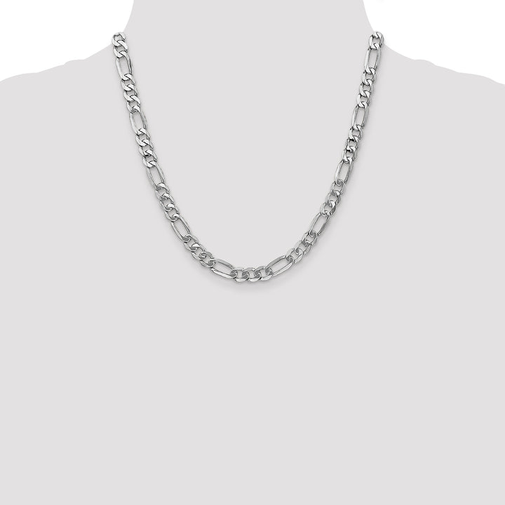 14k White Gold 7mm Flat Figaro Chain