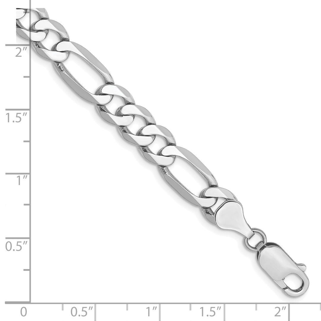 14k White Gold 7mm Flat Figaro Chain