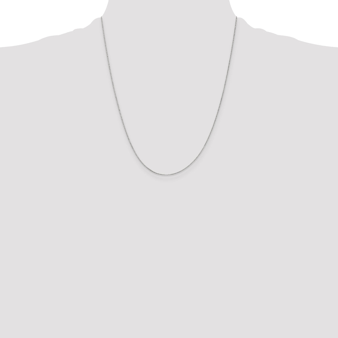 14k White Gold .5mm Box with Spring Ring Clasp Chain