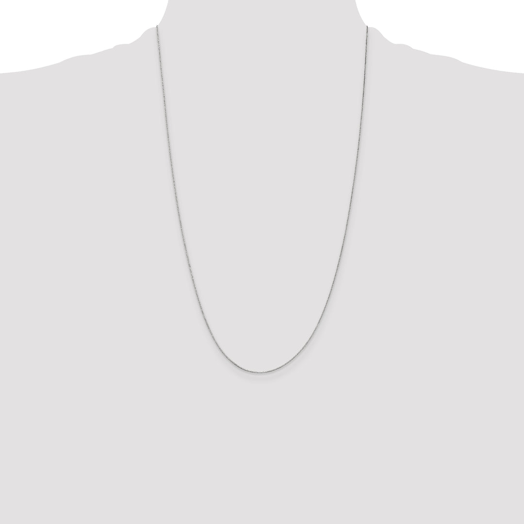 14k White Gold .5mm Box with Spring Ring Clasp Chain