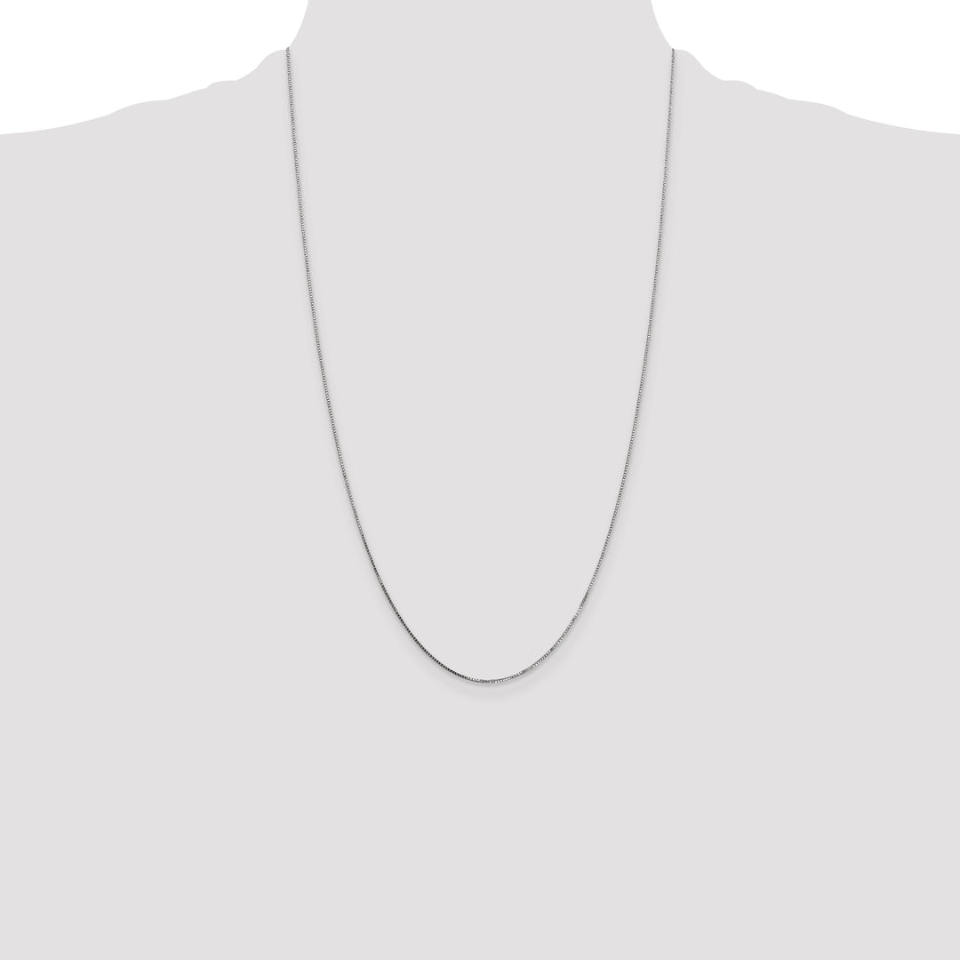 14k White Gold .7mm Box with Spring Ring Clasp Chain