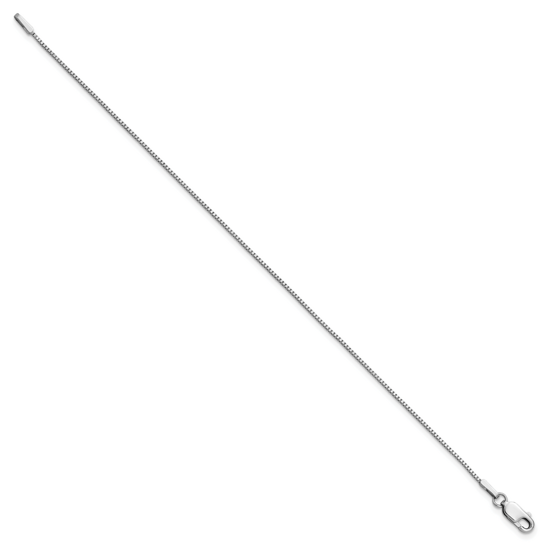 14k White Gold .95mm Box Chain Anklet