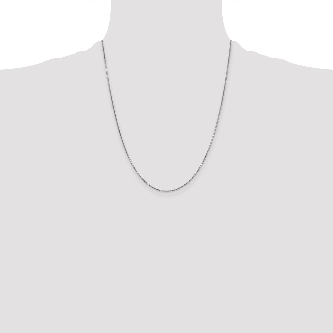 14k White Gold .9mm Box with Spring Ring Clasp Chain