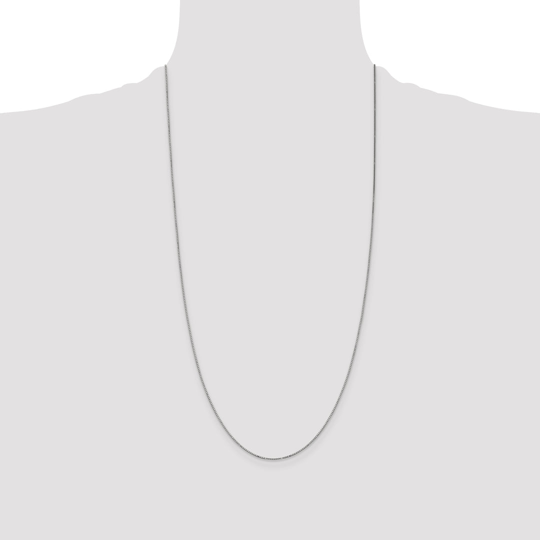 14k White Gold .9mm Box with Spring Ring Clasp Chain