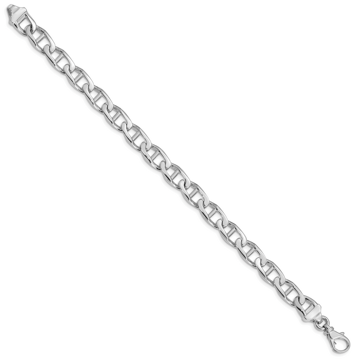14k WG 9mm Hand-polished Anchor Link Bracelet