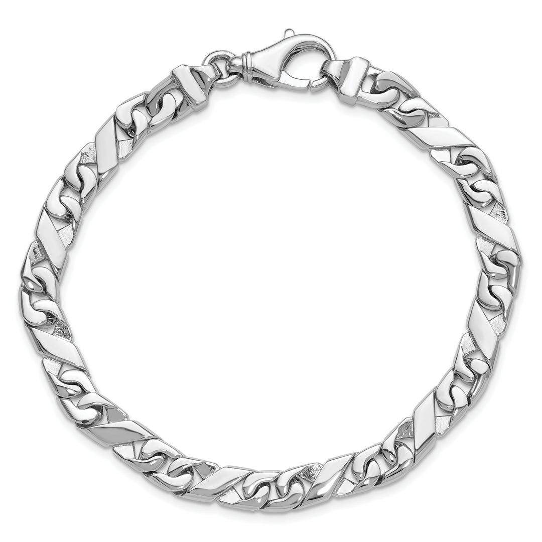 14K White Gold 6.7mm Hand-Polished Fancy Link Bracelet