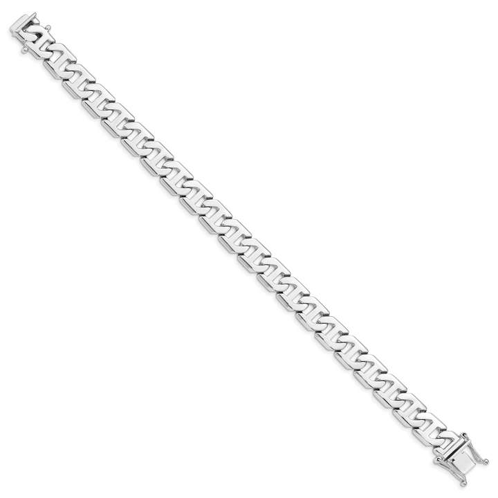 14k White Gold 10.2mm Hand-polished Fancy Link Bracelet