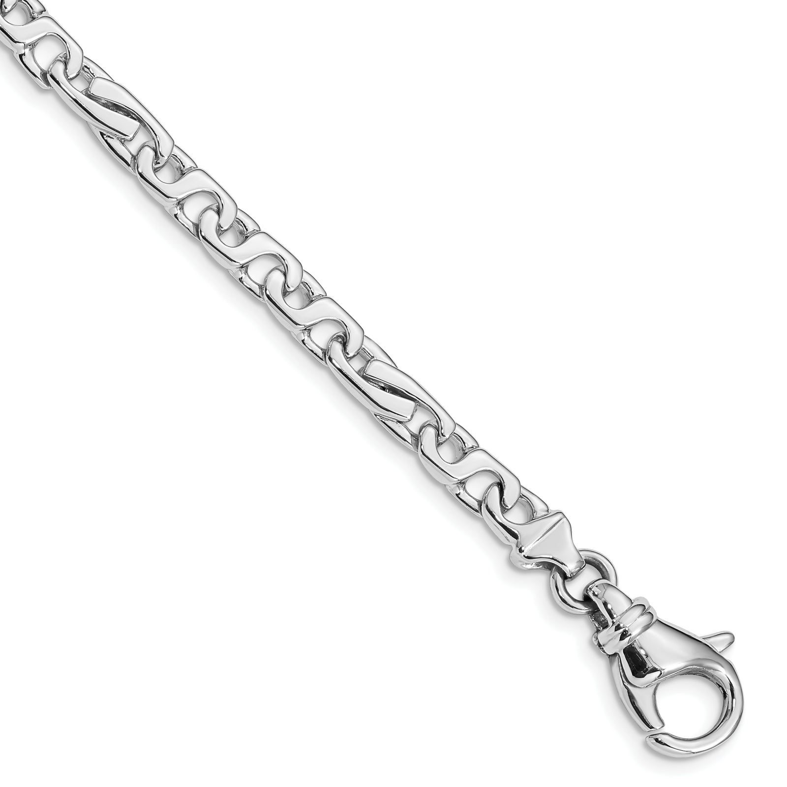 14K White Gold 5.8mm Hand Polished Fancy Link Bracelet