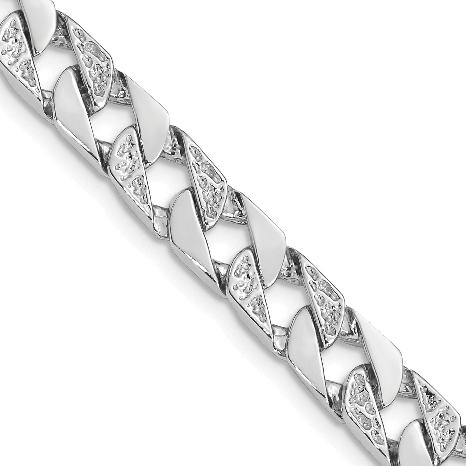 14K White Gold 7.5mm Hand Polished Fancy Link Chain