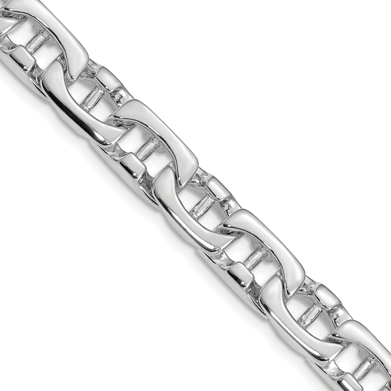 14K White Gold 8.5mm Hand-polished Fancy Link Chain
