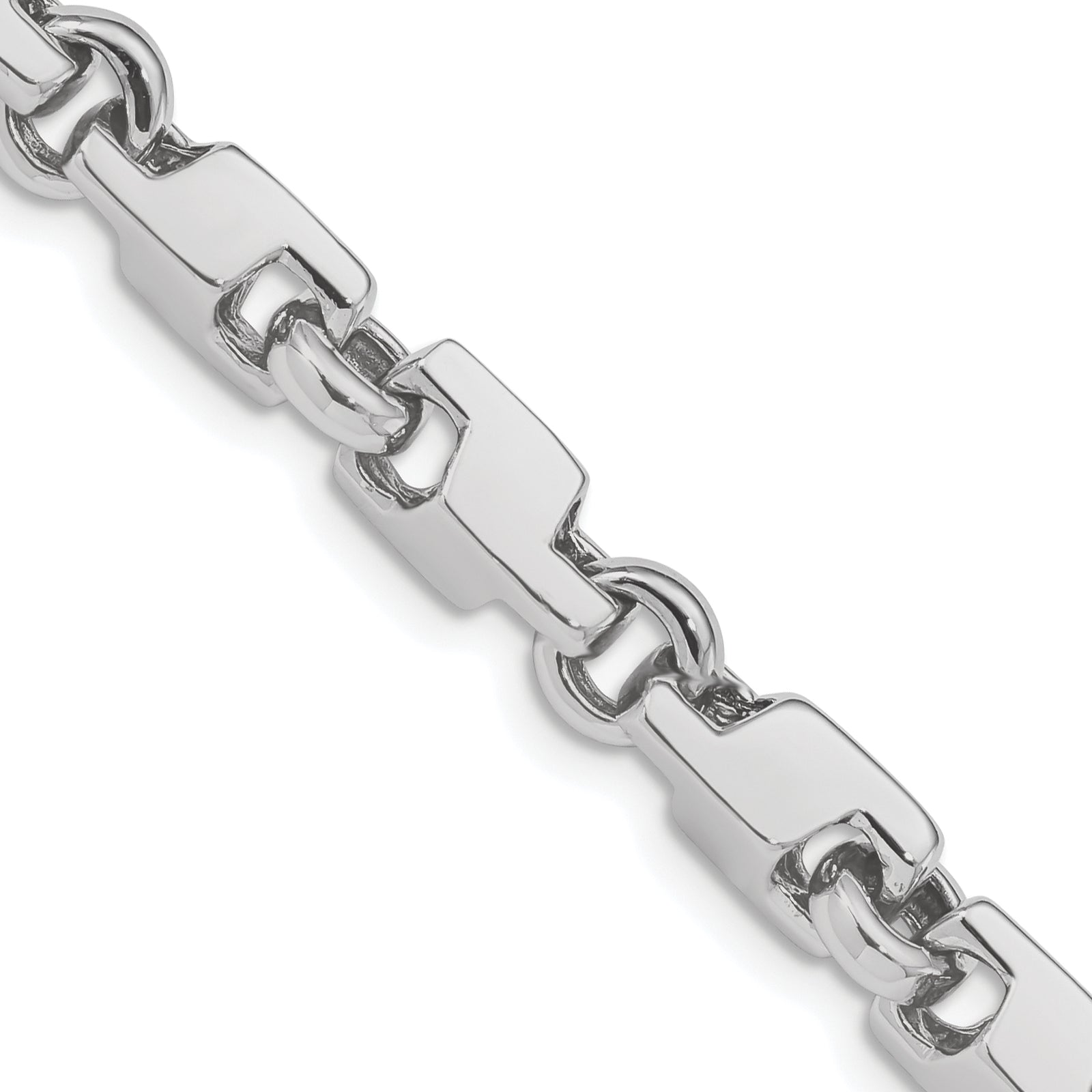 14k White Gold 6.6mm Hand-polished Fancy Link Chain
