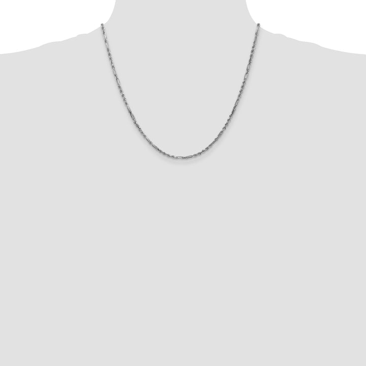 14k White Gold 2.5mm D/C Milano Rope Chain