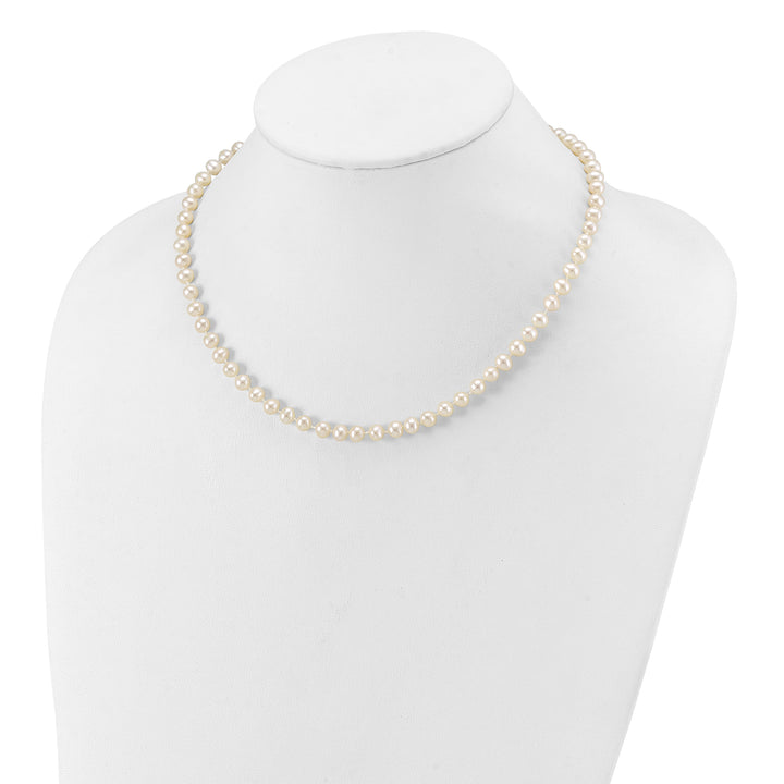 14k WG 5-6mm White Near Round Freshwater Cultured Pearl Necklace