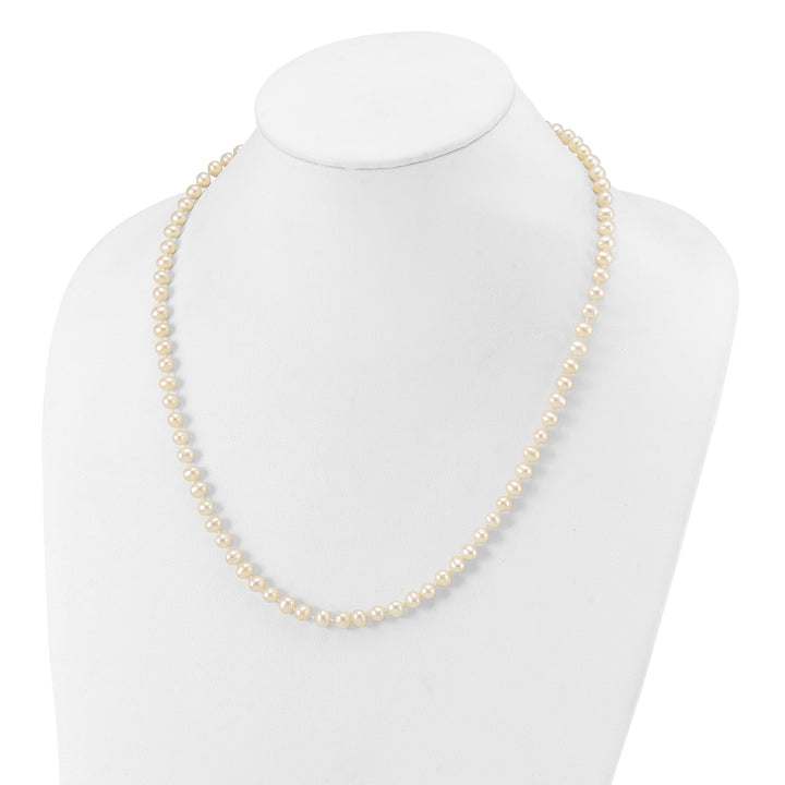 14k WG 5-6mm White Near Round Freshwater Cultured Pearl Necklace