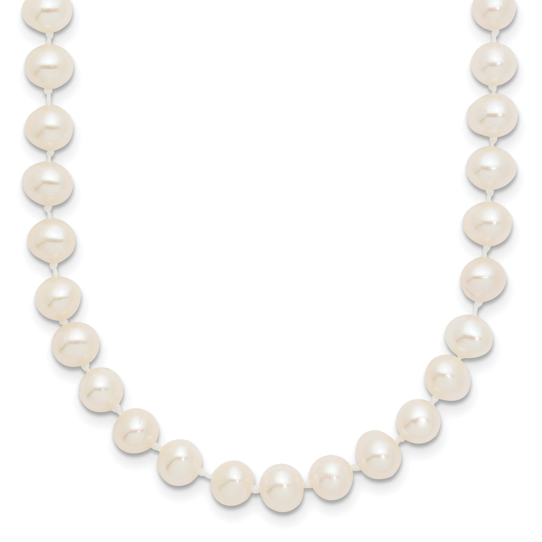 14k WG 5-6mm White Near Round Freshwater Cultured Pearl Necklace
