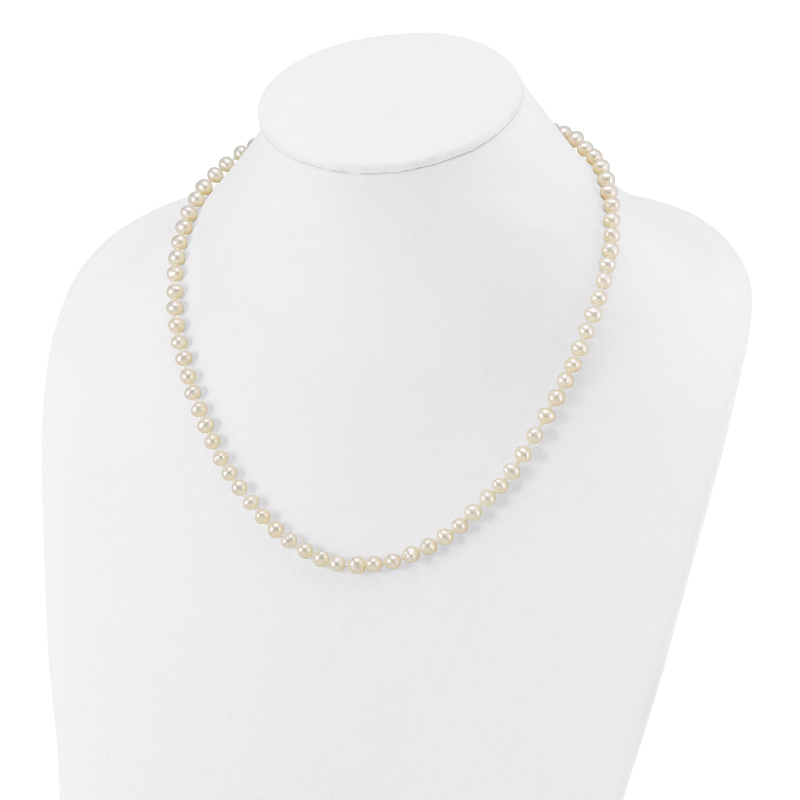 14k White Gold 5-6mm White Near Round Freshwater Cultured Pearl 18 inch Necklace