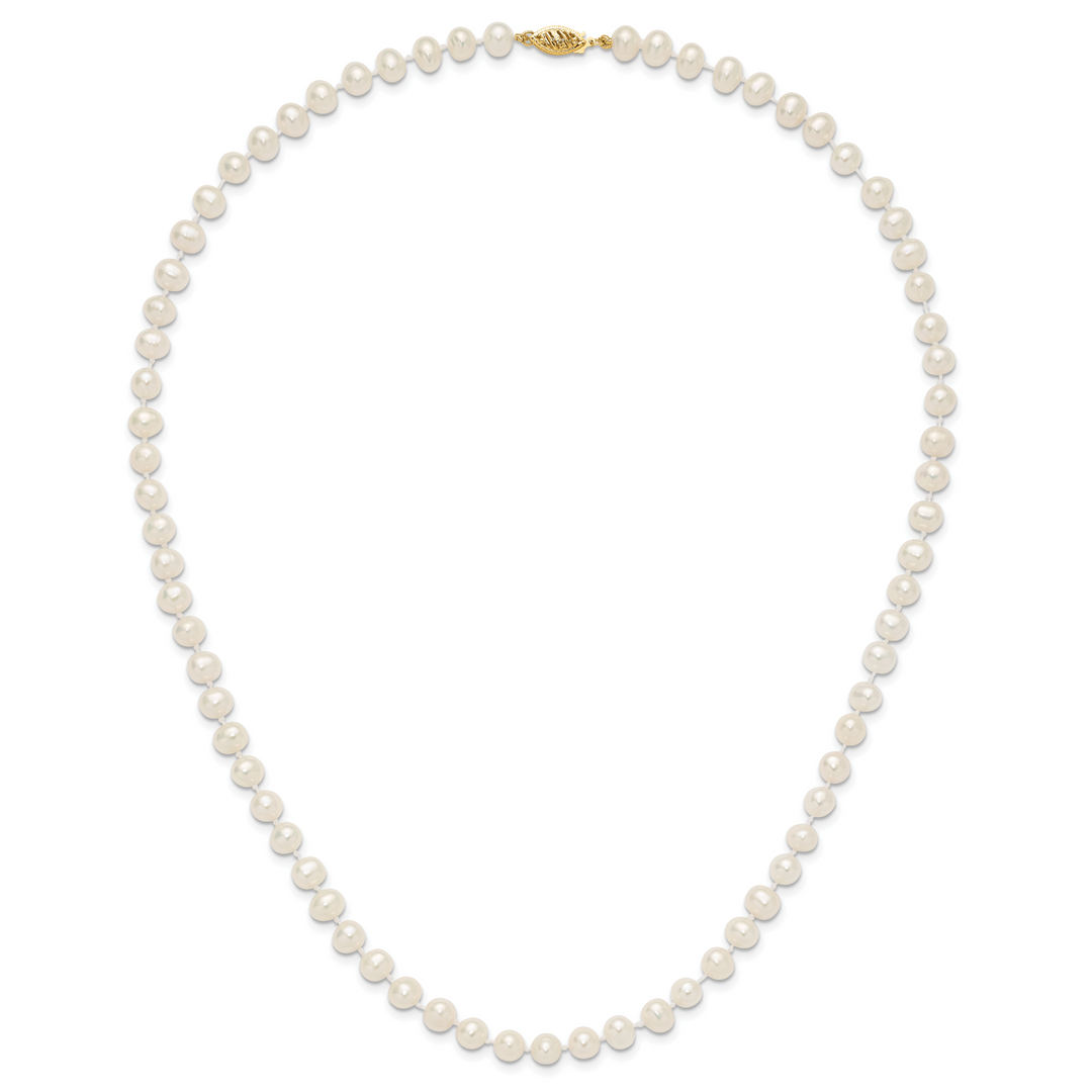 14k 6-7mm White Near Round Freshwater Cultured Pearl Necklace