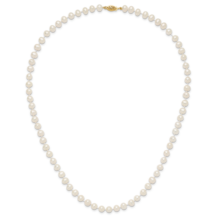 14k 6-7mm White Near Round Freshwater Cultured Pearl Necklace