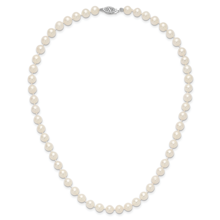 14k WG 6-7mm White Near Round Freshwater Cultured Pearl Necklace