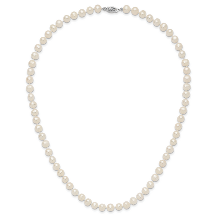 14k WG 6-7mm Near Rnd Wht Freshwater Cultured Pearl 18in Necklace